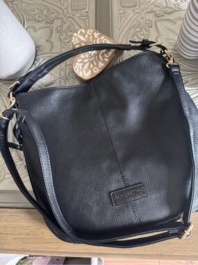 Black Shoulder Bag with Gold Hardware